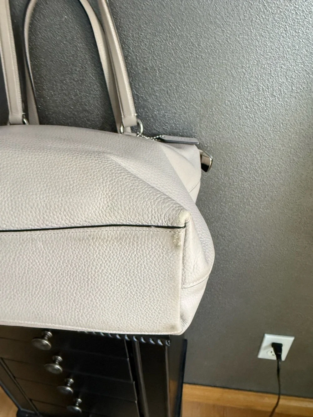 Coach Pebbled Leather Tote in Light Taupe - Picture 7 of 11